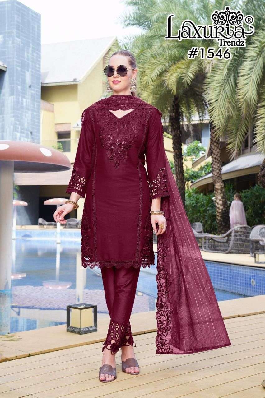 LAXURIA TRENDZ 1546 CAMRIC COTTON READYMADE PAKISTANI SUIT WHOLESALER 