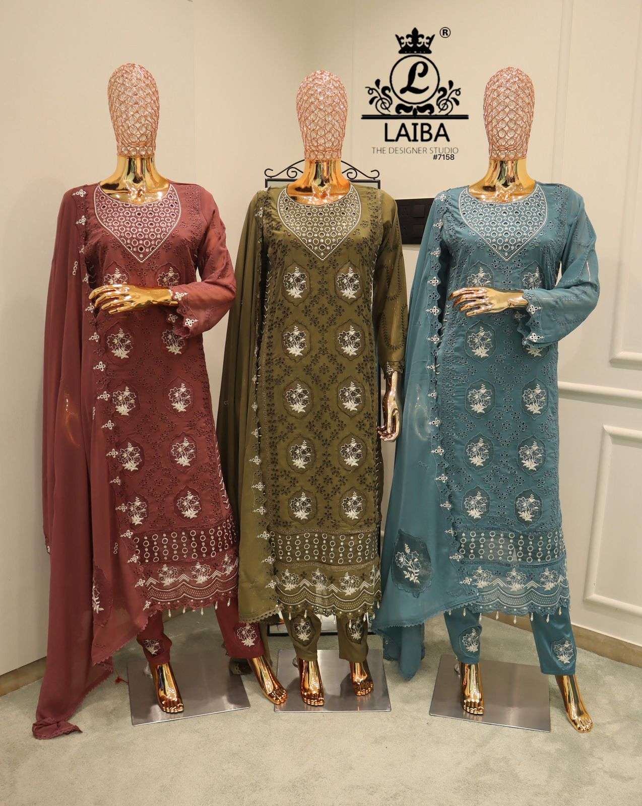 LAIBA TRENDZ 7158 COLORS PAKISTANI DESIGNER SUIT EXPORTER 