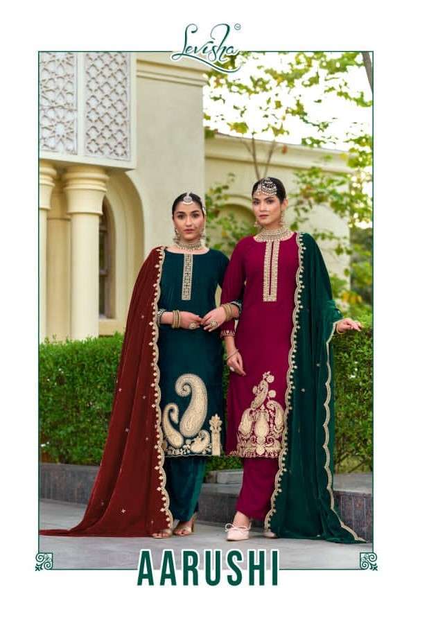 LEVISHA AARUSHI PARTYWEAR VELVET SUIT WHOLESALER BEST RATE 2025