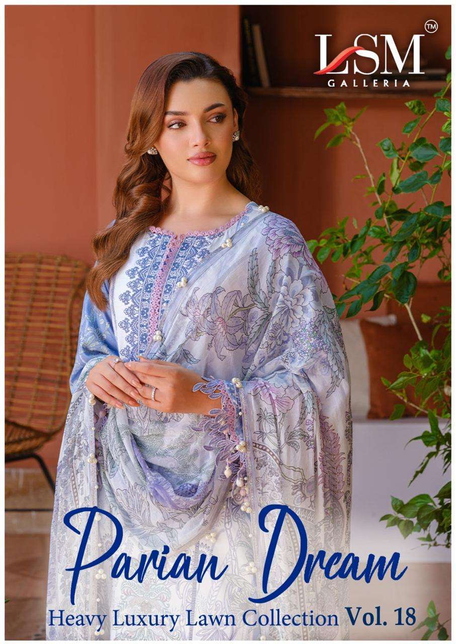 LSM GALLERIA PARIAN DREAM VOL 18 LAWN PRINTED PAKISTANI DRESS SUPPLIER 2025