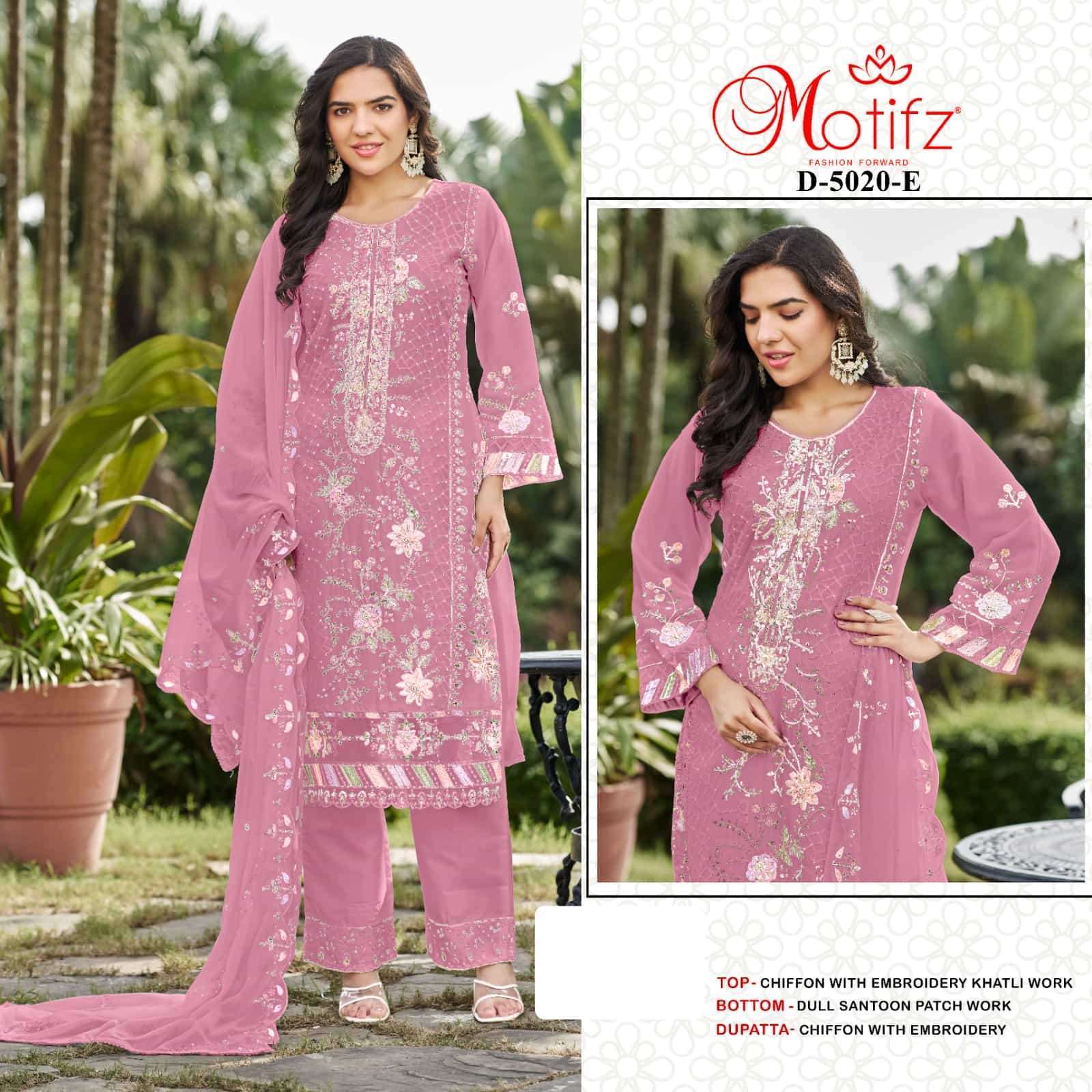 MOTIFZ D 5020 COLORS FANCY PAKISTANI CHIFFON SUIT CATALOG WHOLESALER 2025