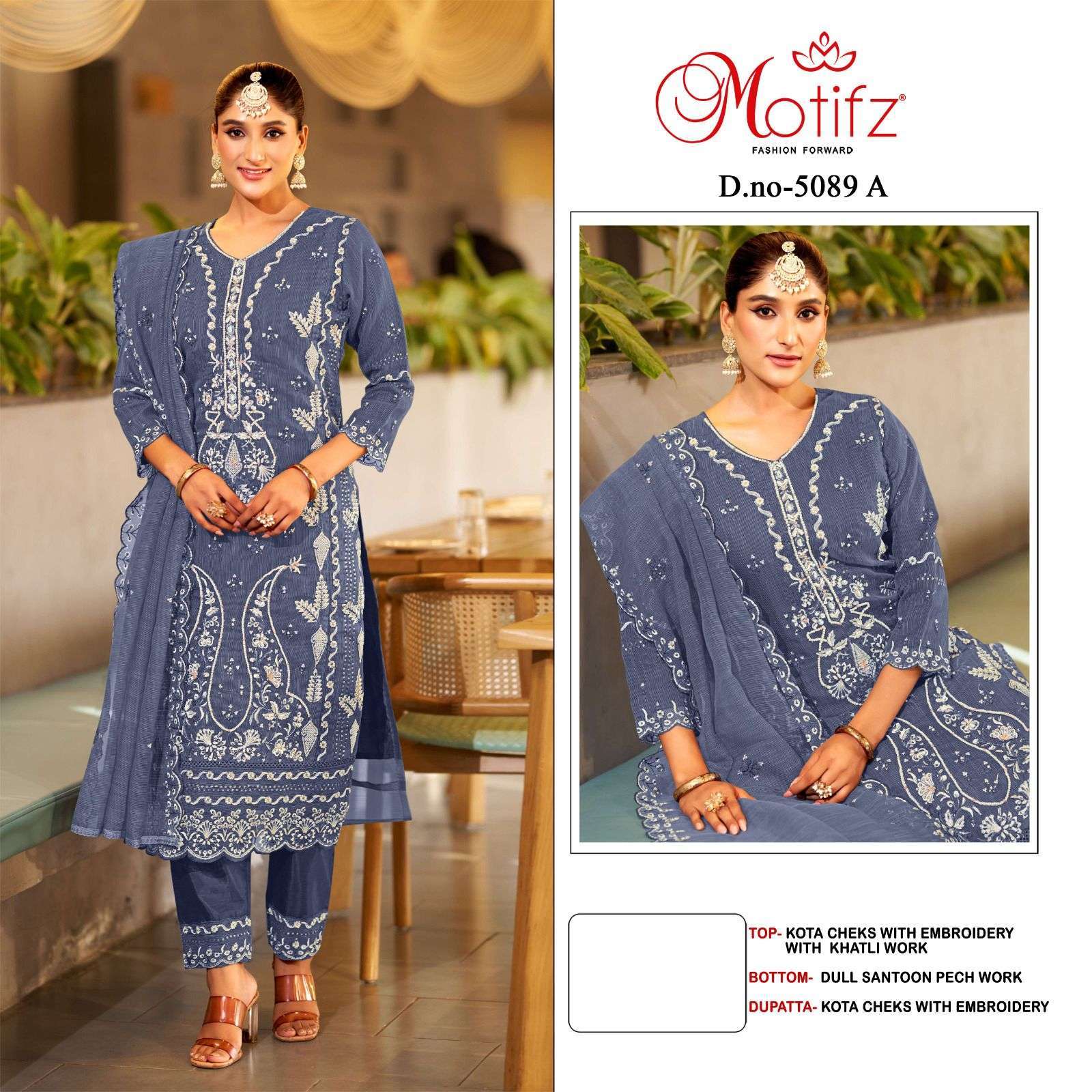 MOTIFZ D 5089 COLORS PAKISTANI KOTA CHEKS SUIT WHOLESALER 2025