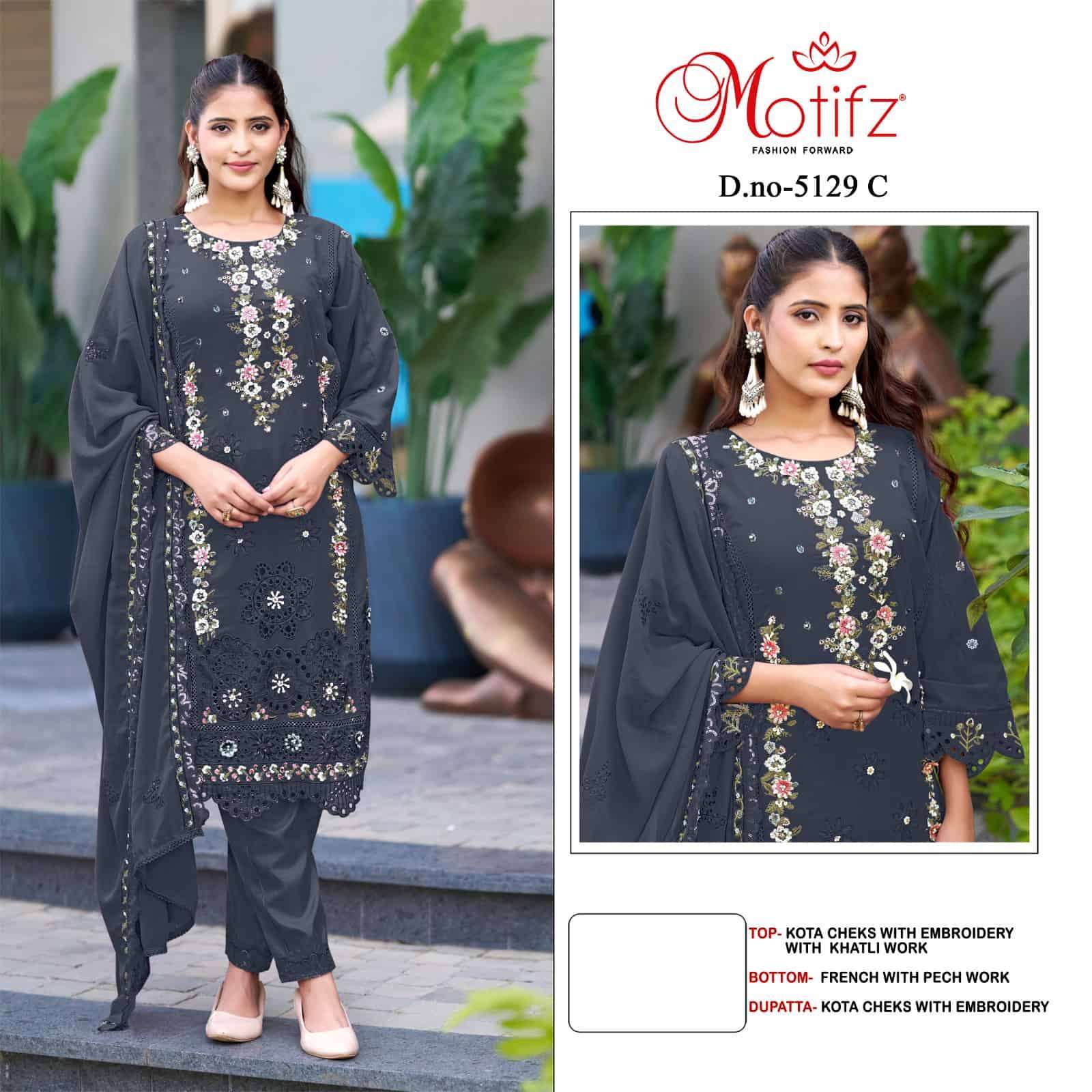 MOTIFZ D 5129 COLORS PAKISTANI KOTA CHEKS EMBROIDERY SUIT WHOLESALER BEST RATE 2025