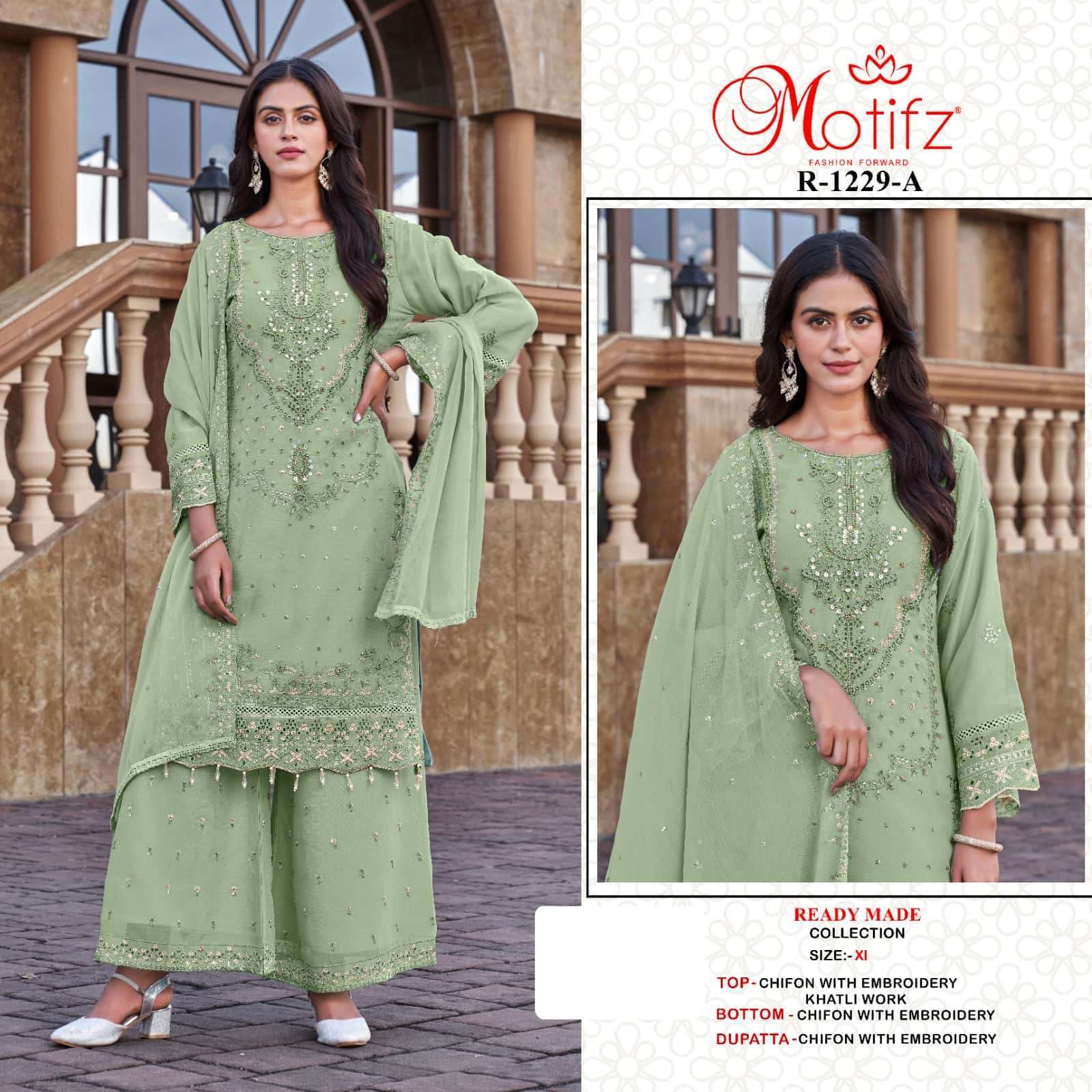 MOTIFZ R 1229 COLORS READYMADE PAKISTANI 3 PIECE SET CATALOG DEALER IN INDIA