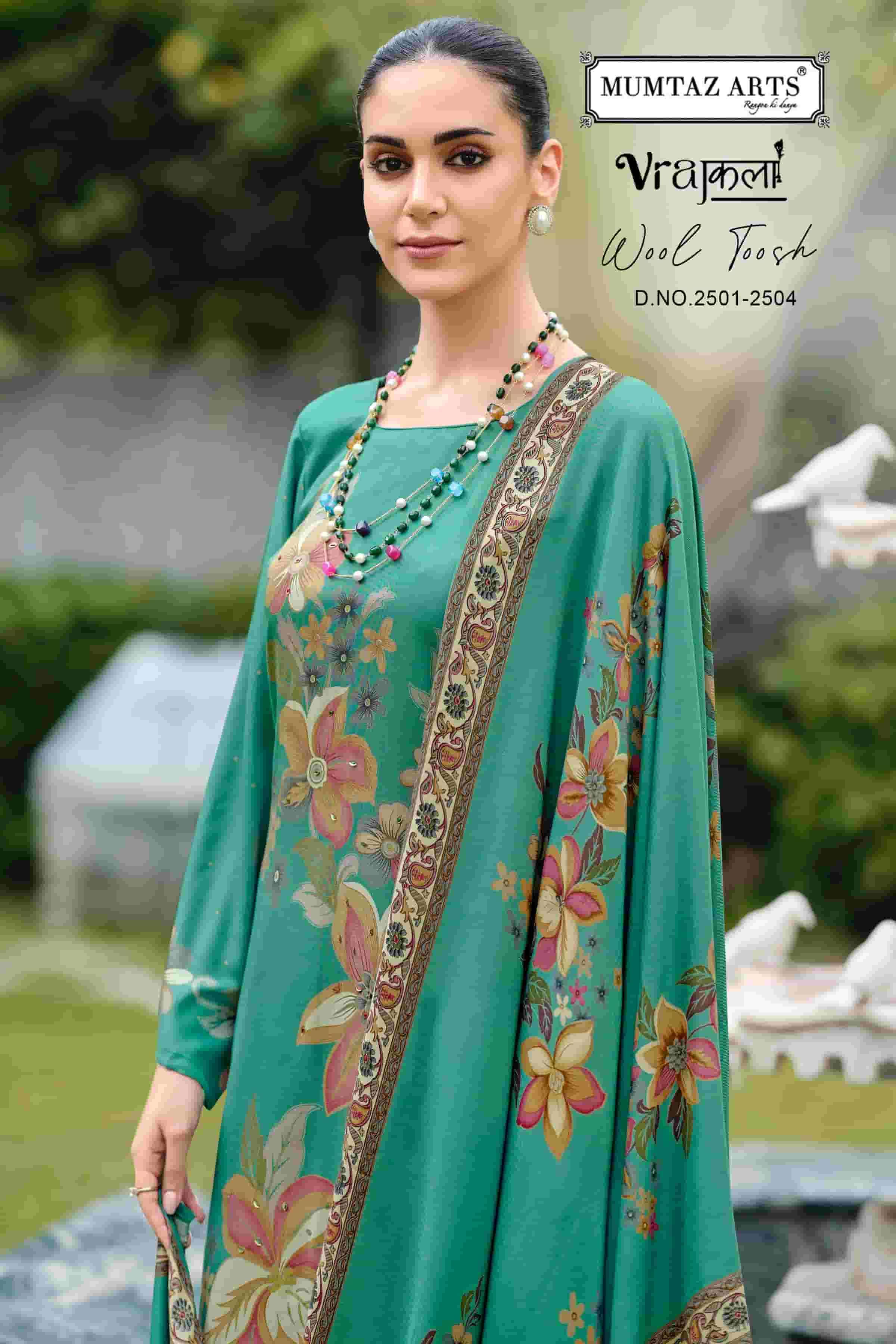MUMTAZ ARTS WOOL TOOSH 2501 2504 WINTER WEAR PASHMINA SUIT COLLECTION 