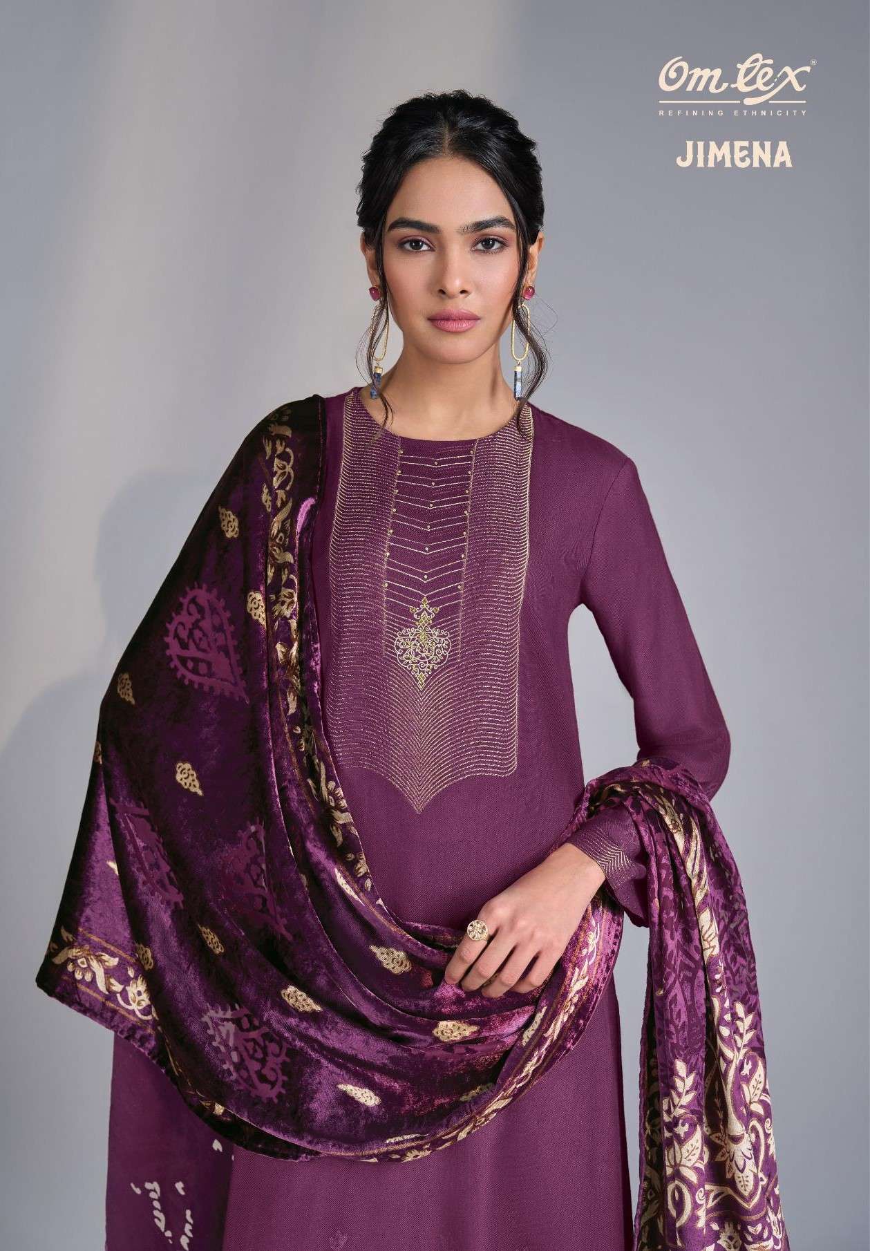 OMTEX JIMENA PURE PASHMINA SUIT WITH BRASSO DUPATTA SUIT WHOLESALER 