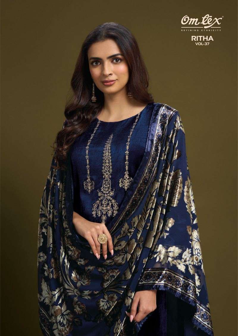 OMTEX RITHA VOL 37 PURE VISCOSE VELVET SUIT COLLECITON BEST RATE DEALER 