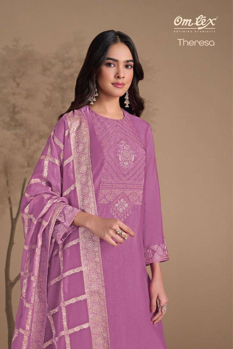 OMTEX THERESA RUBINA SILK EMBROIDERY SALWER KAMEEZ WHOLESALER 