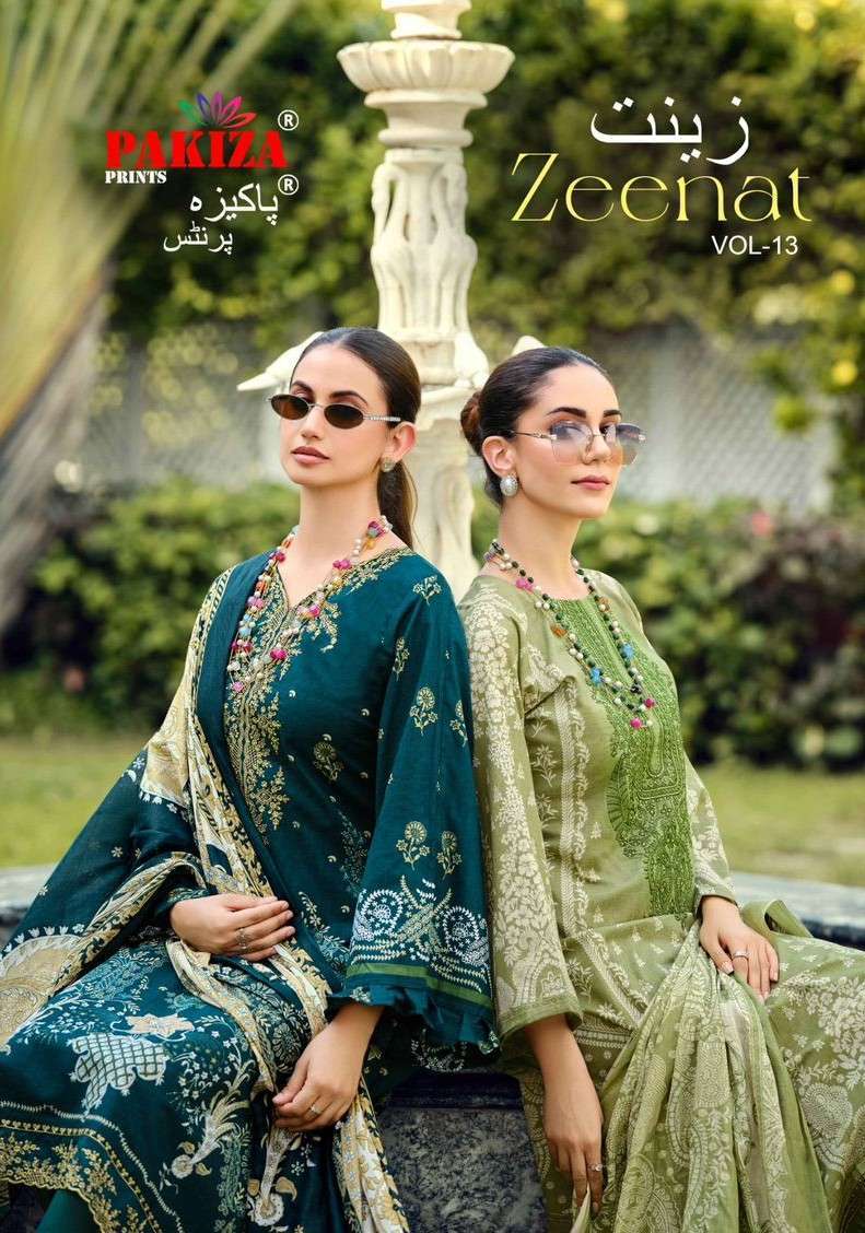 PAKIZA PRINT ZEENAT VOL 13 LAWN WITH KASHMIRI WORK SUIT COLLECTION BEST RATE 2025