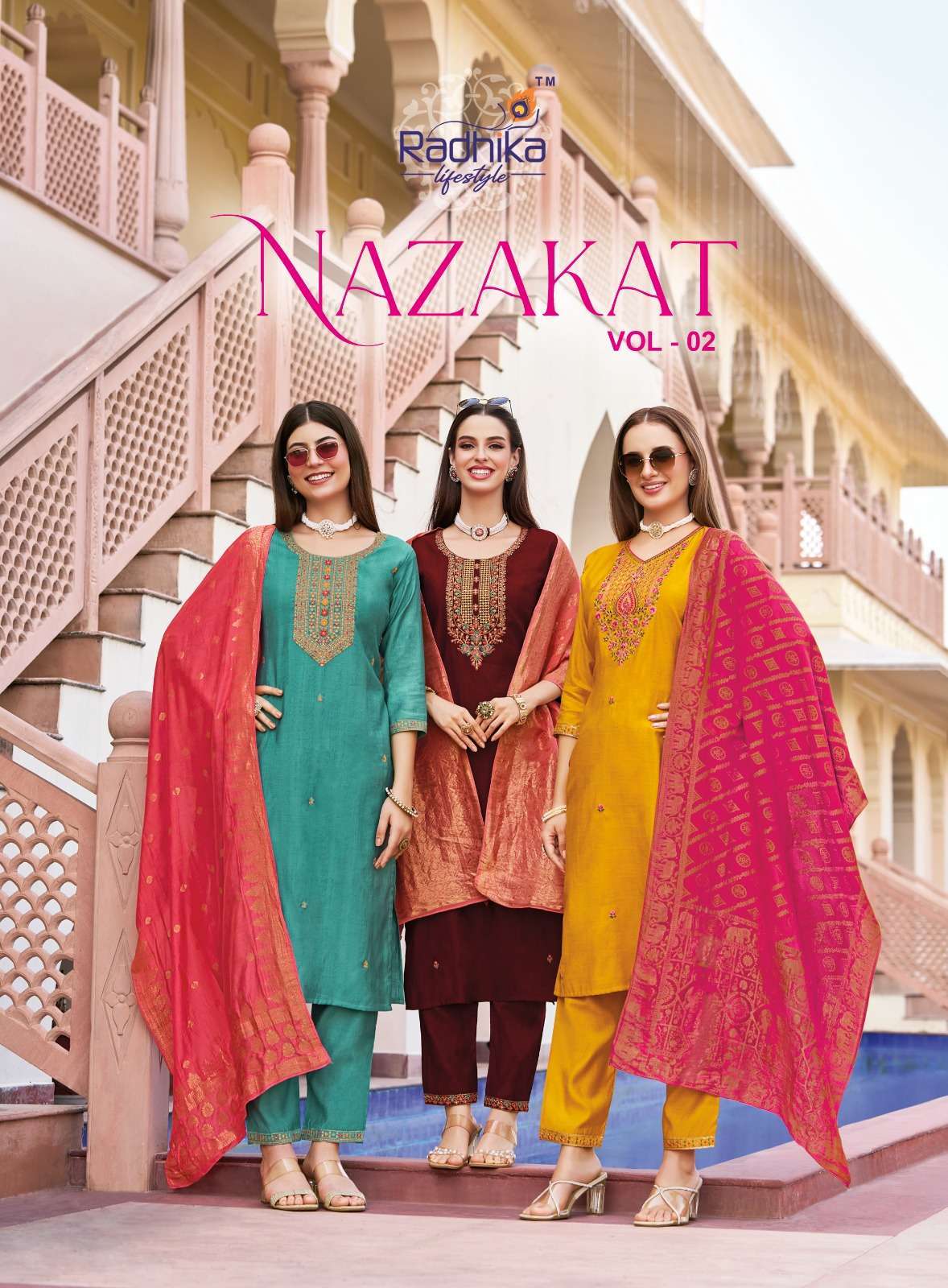 RADHIKA LIFESTYLE NAZAKAT VOL 2 SILK 3 PCS SET WHOLESALER BEST RATE