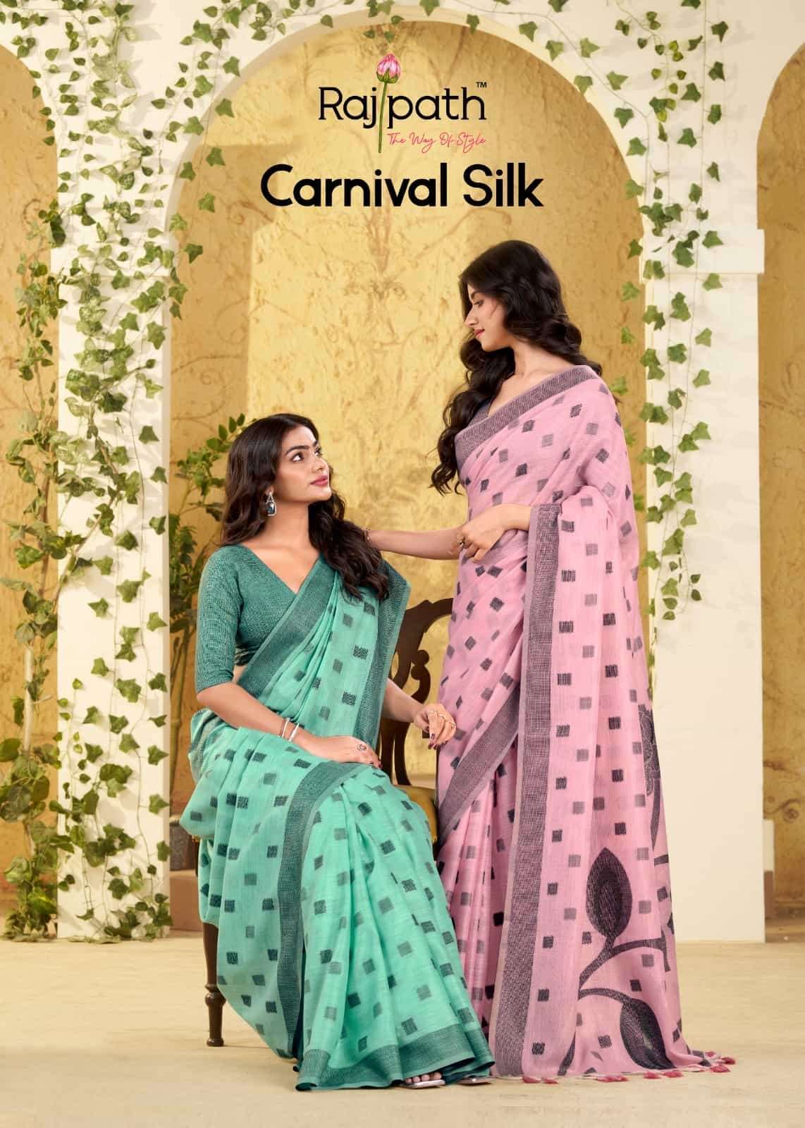RAJPATH CARNIVAL SILK 412 TO 417 LINEN SILK SAREE WHOLESALER 