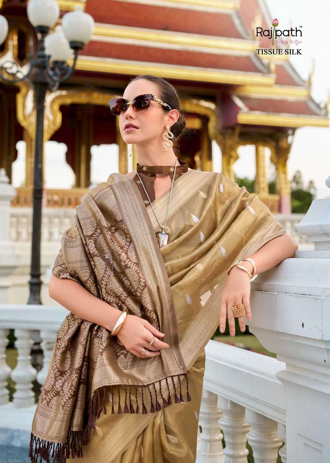 RAJPATH GOOD TIMES TISSUE SILK PARTYWEAR SAREE COLLECTION WHOLESALER 