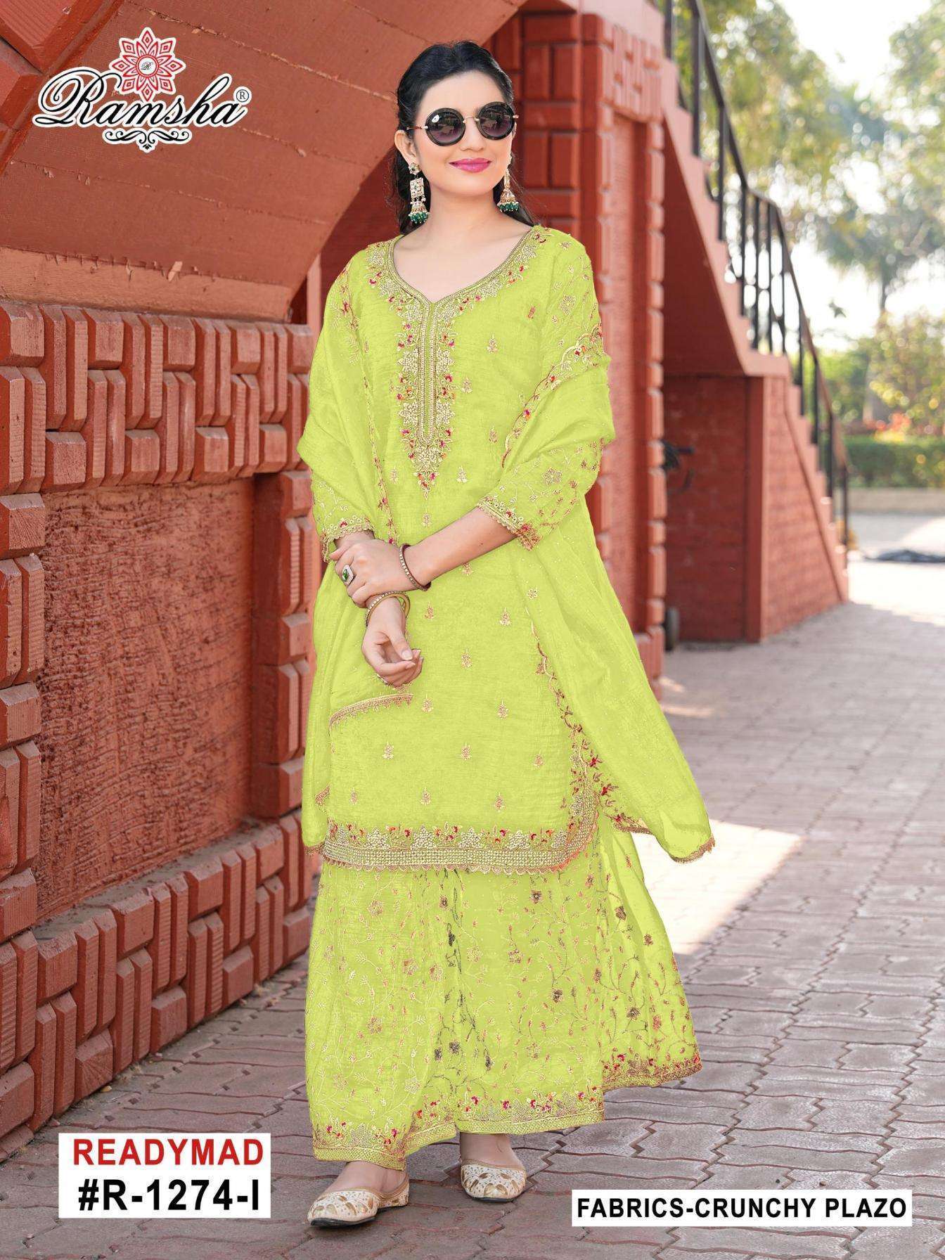 RAMSHA R 1274 NX FANCY SILK READYMADE PAKISTANI SUIT WHOLESALER 