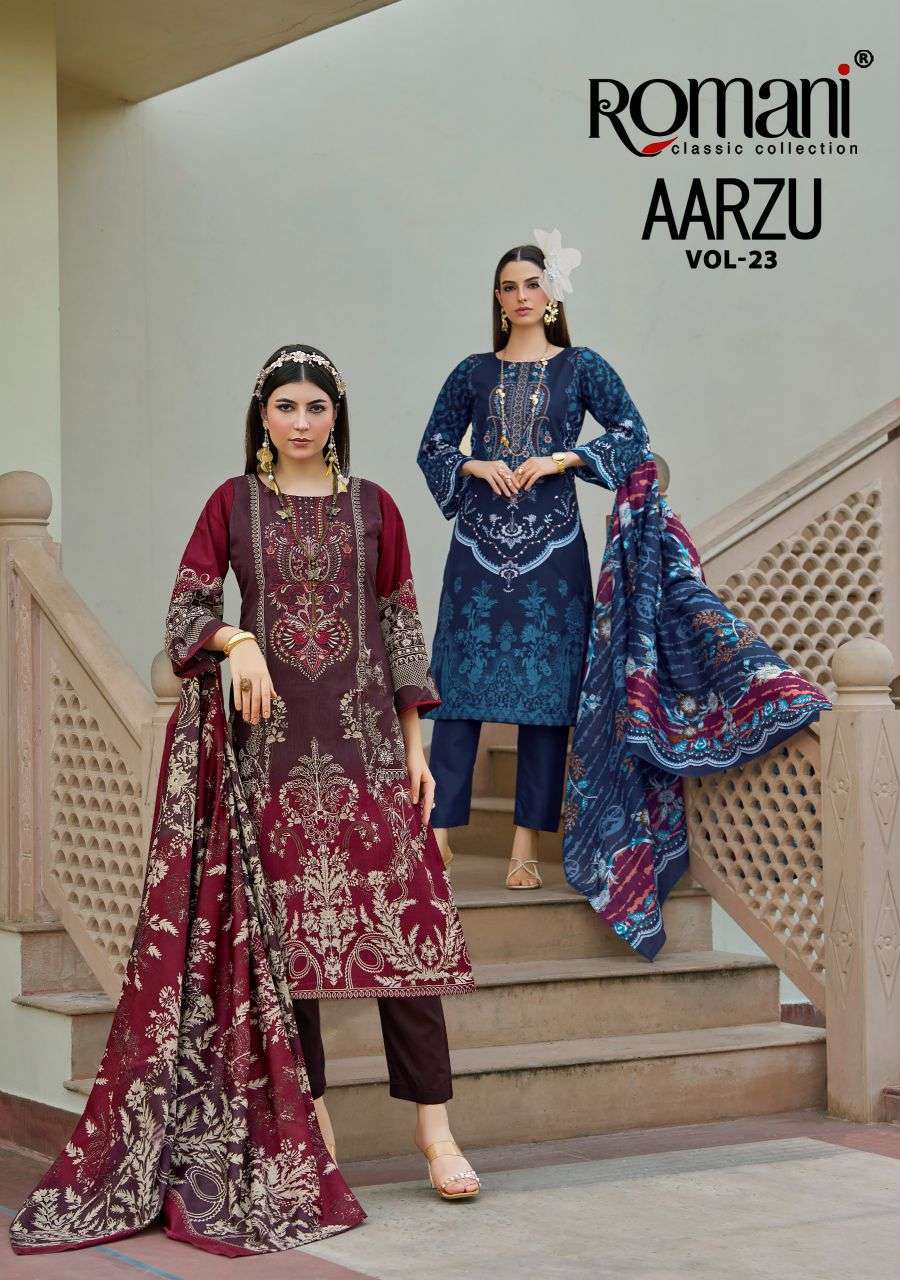 ROMANI AARZU VOL 23 FANCY COTTON SUIT WHOLESALER IN SURAT 2025