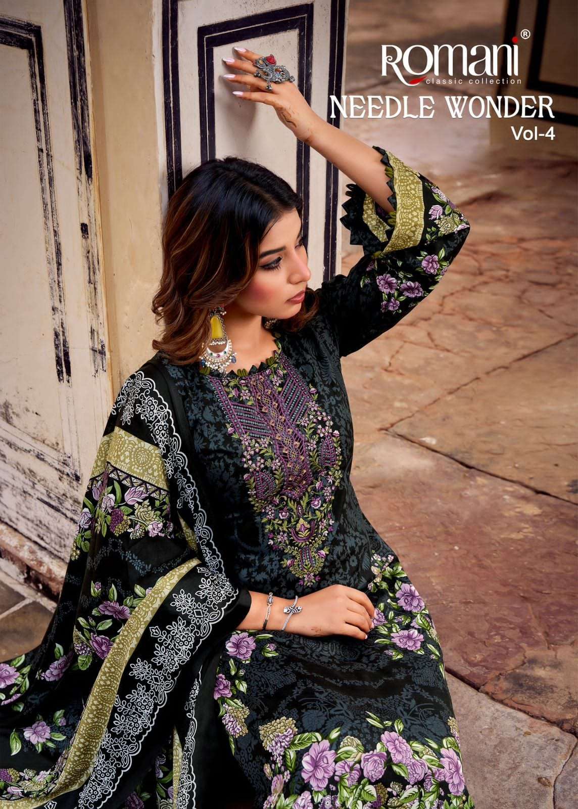 ROMANI NEEDLE WONDER VOL 4 COTTON PRINTED SUIT WHOLESALE PRIC DEALER 