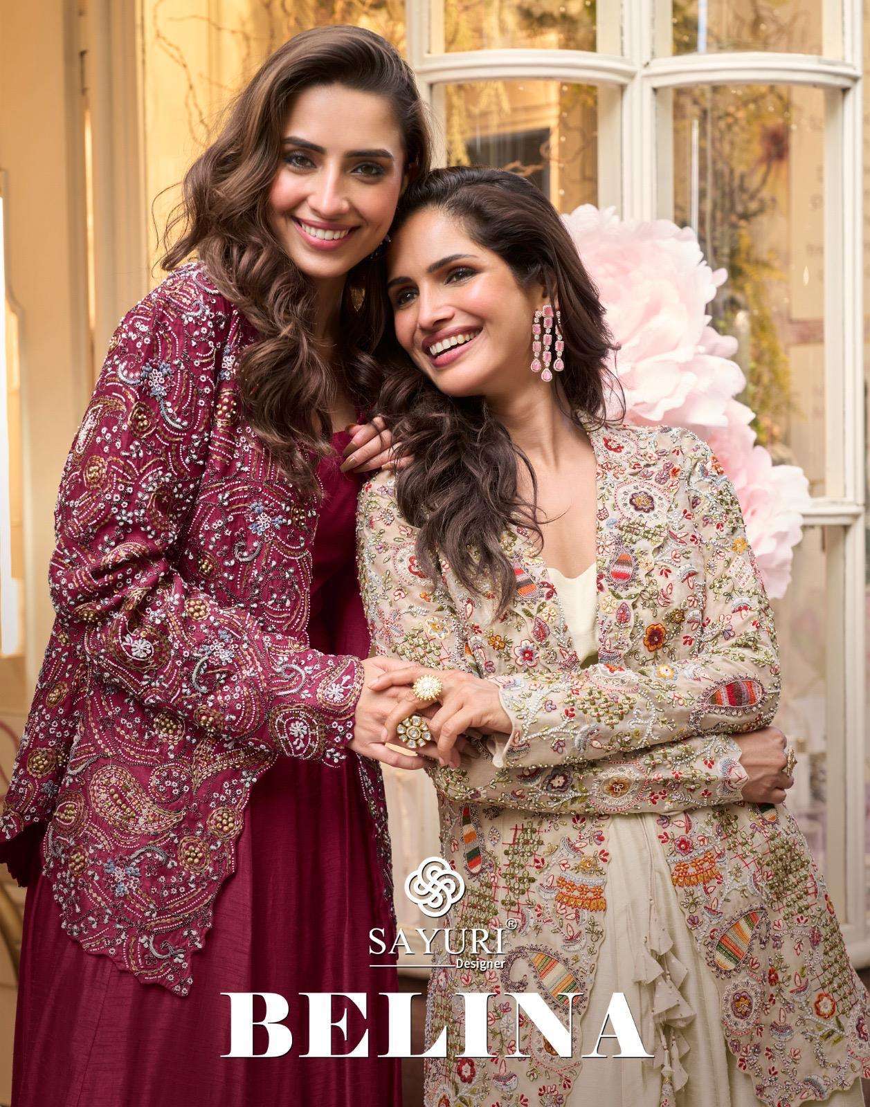 SAYURI DESIGNER BELINA 10090 TO 10091 REAL SILK PARTYWEAR OUTFIT COLLECTION WHOLESALER 