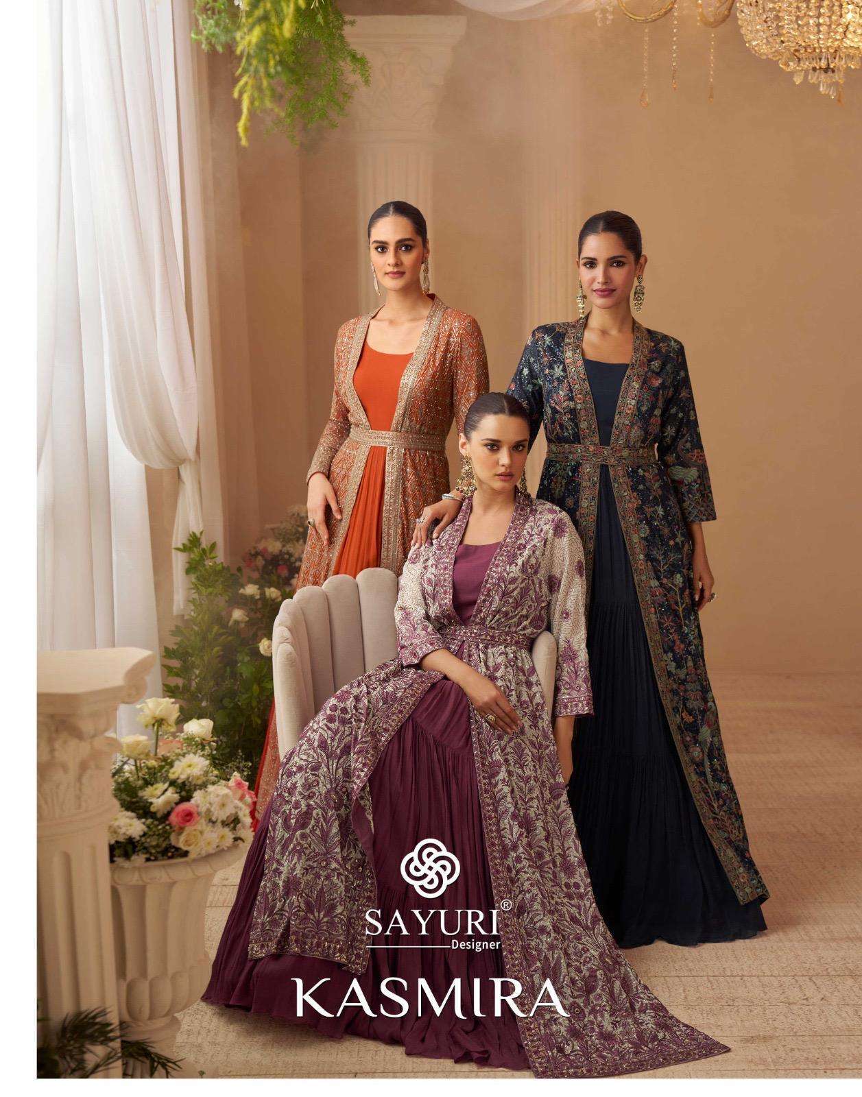 SAYURI DESIGNER KASMIRA 10135 TO 10138 CHINON SILK PARTY WEAR SUIT WHOLESALER 