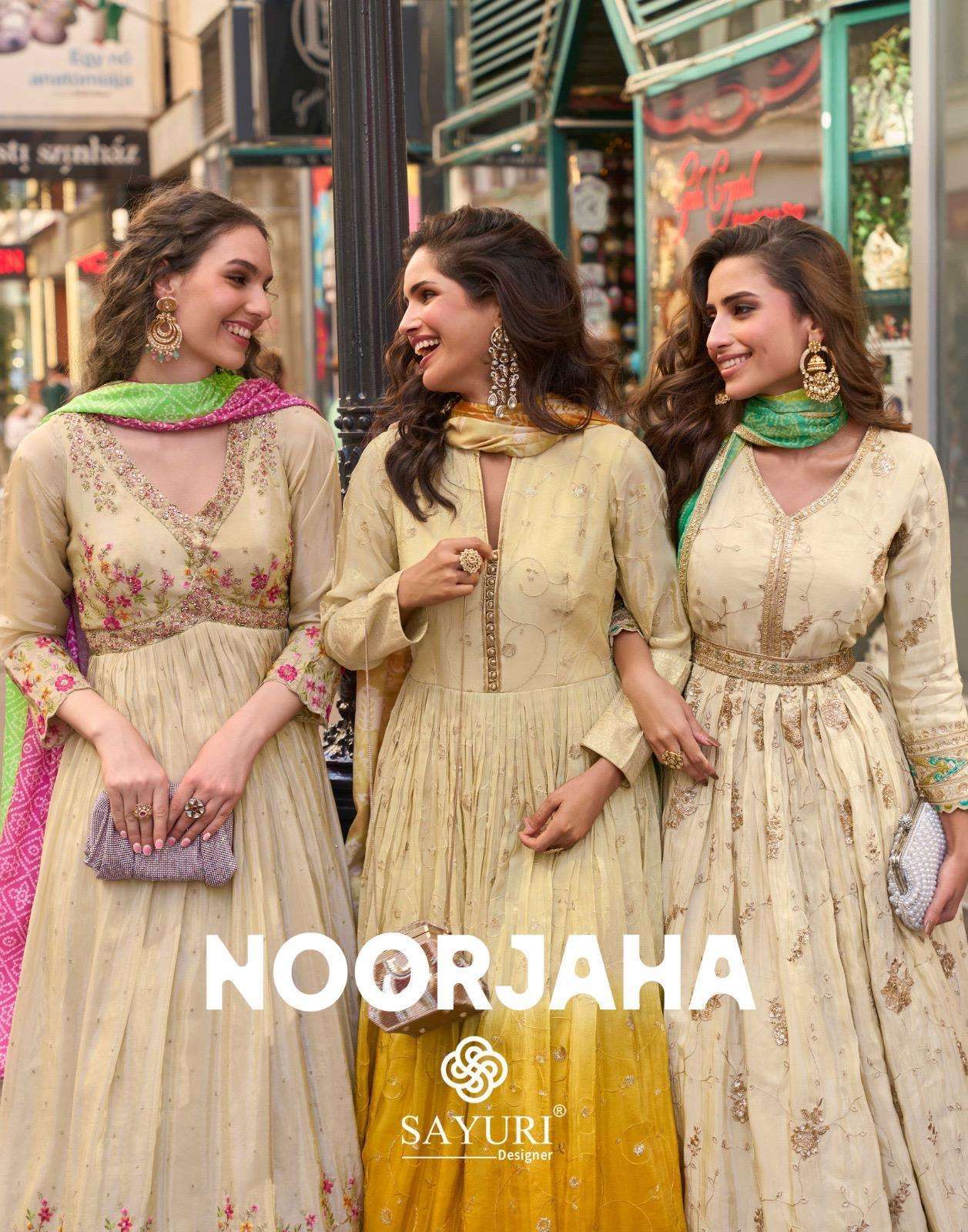 SAYURI DESIGNER NOORJAHA 5882 TO 5884 SIMAR SILK READYMADE SALWER KAMEEZ WHOLESALER 