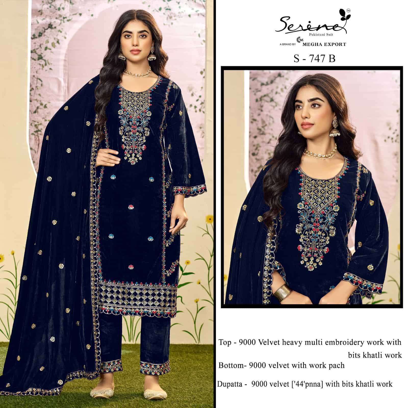 SERINE S 747 COLORS PAKISTANI VELVET SUIT WHOLESALER BEST RATE 