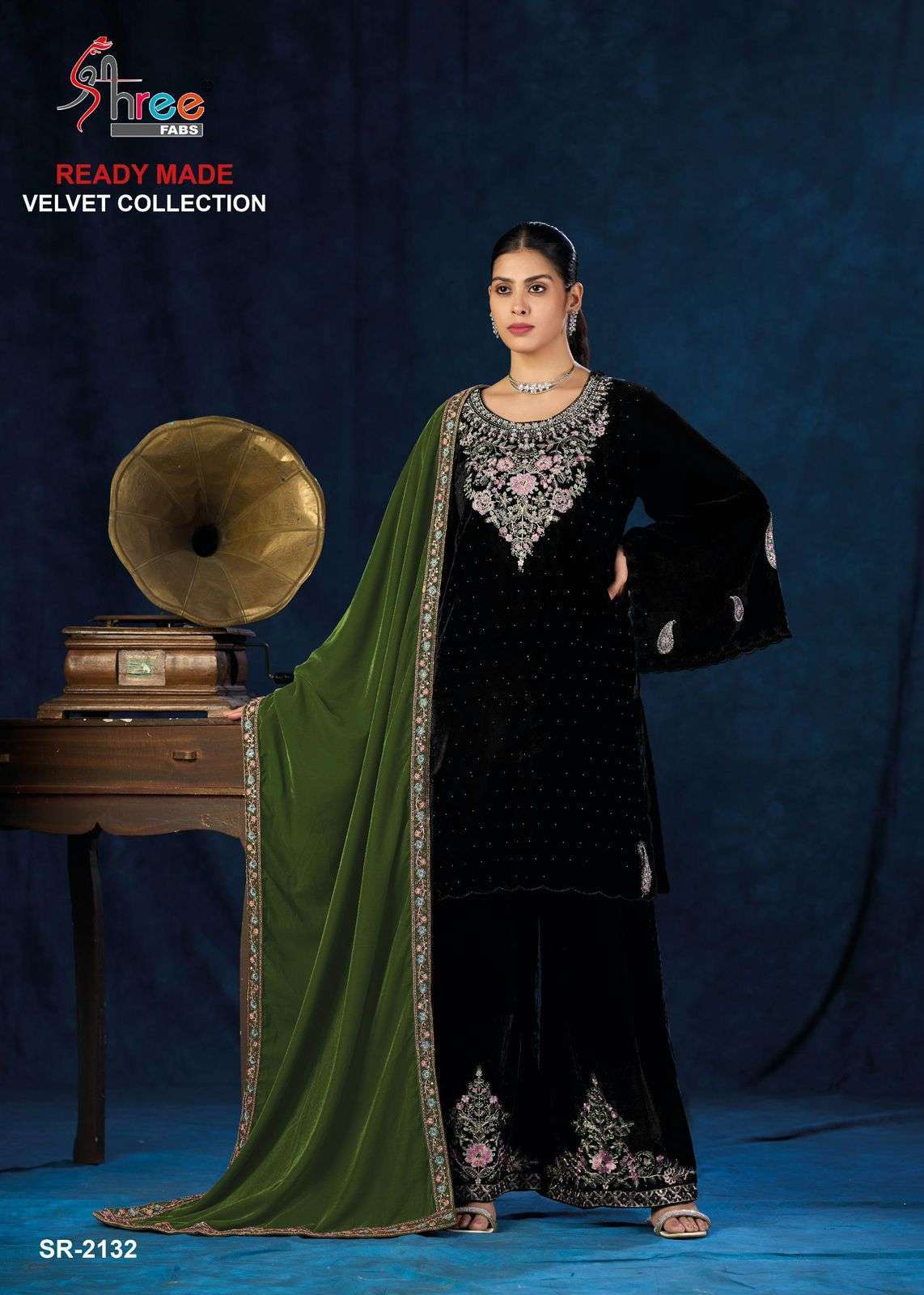 SHREE FAB 2132 VELVET SUIT EMBROIDERY SUIT WHOLESALER 