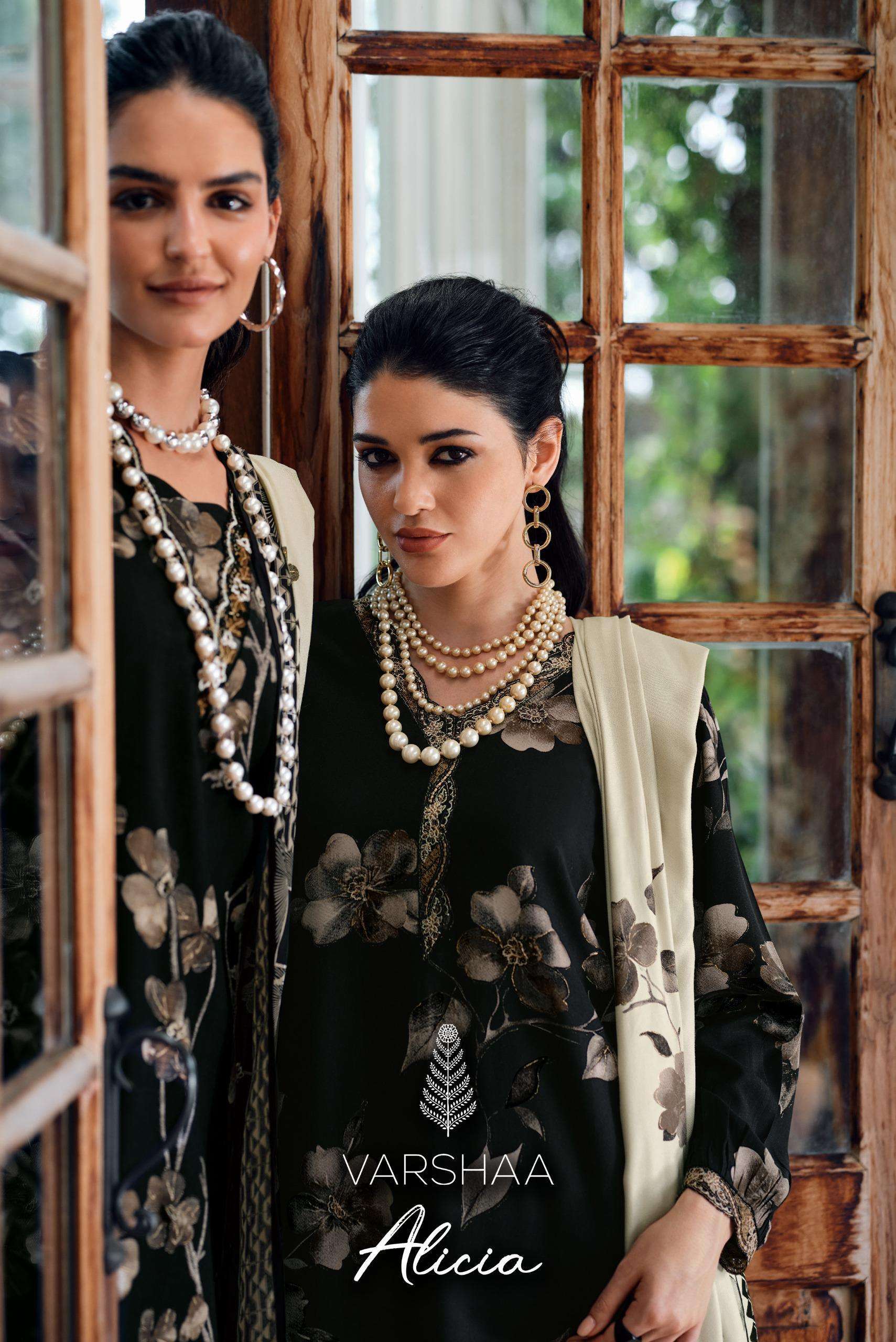 VARSHA FASHION ALICIA FANCY VISCOSE PASHMINA WINTER SUIT WHOLESALER 