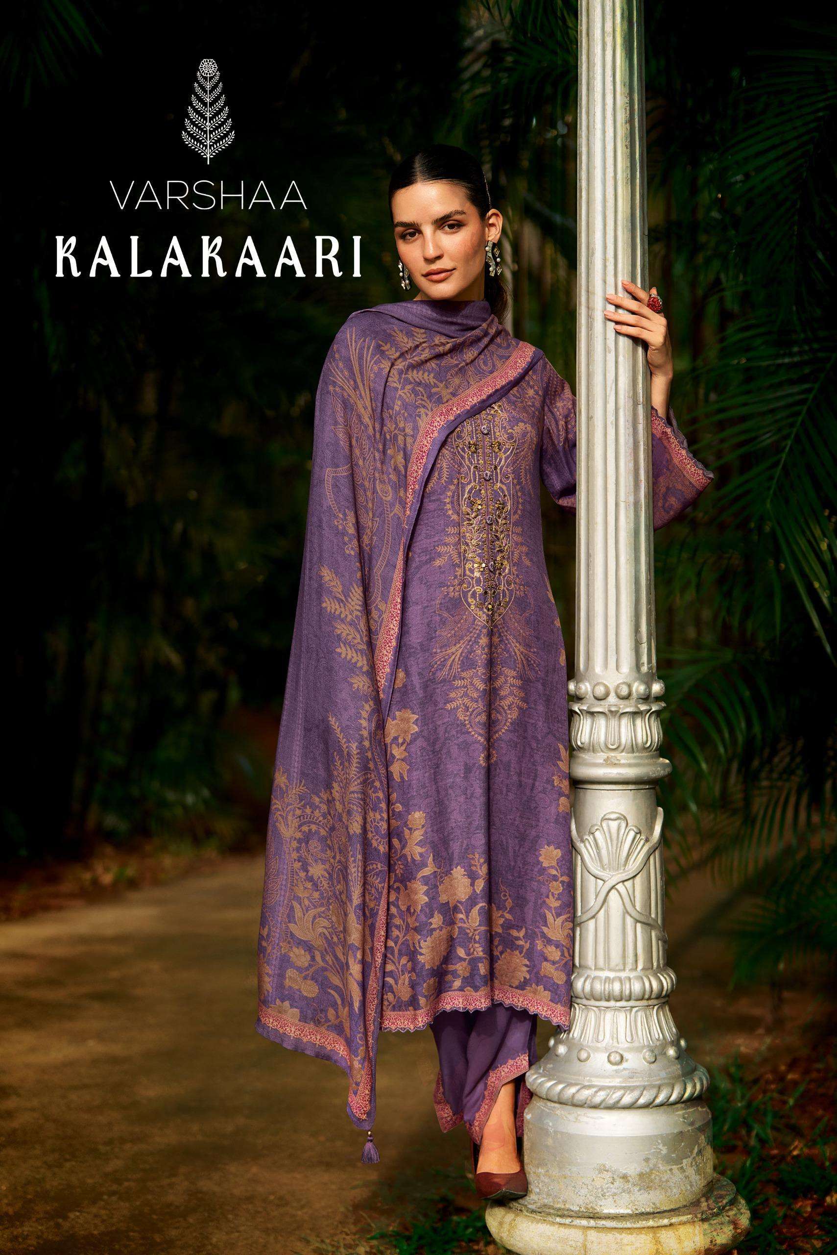VARSHA FASHION KALAKAARI DESIGNER WORK PASHMINA SUIT WHOLESALER 2025
