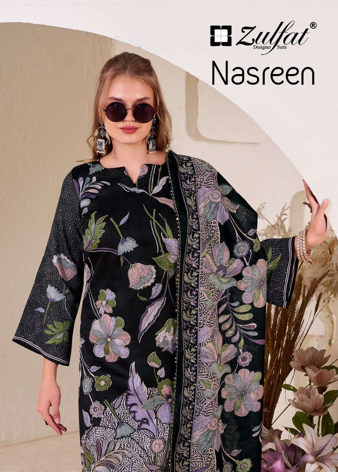 ZULFAT DESIGNER NASREEN JAM COTTON SALWER KAMEEZ SUIT WHOLESALER 