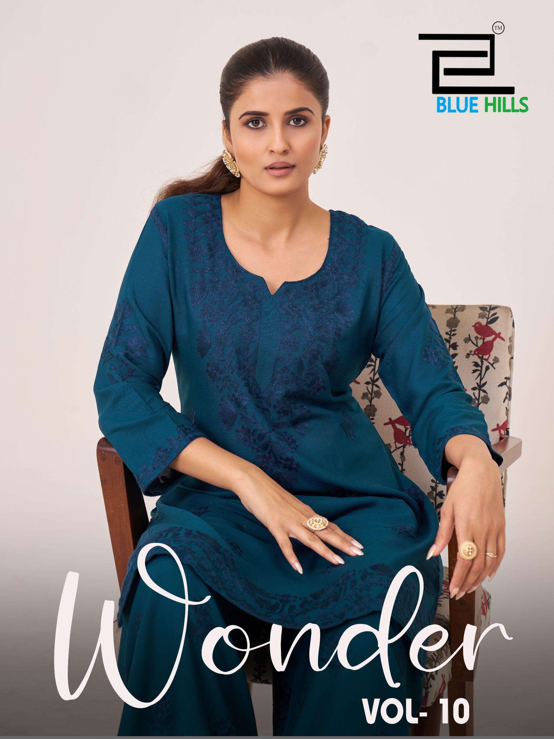 BLUE HILLS WONDER VOL 10 FANCY KURTI PALAZZO PAIR CATALOG SUPPLIER 