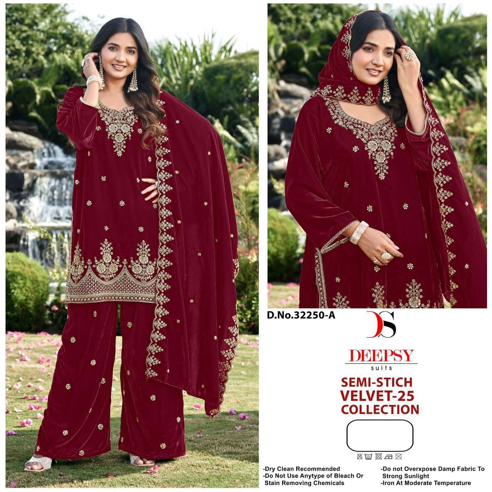 DEEPSY D 32250 COLOURS PURE VELVET EMBROIDERY SUIT WHOLESALER BEST RATE DEALER 