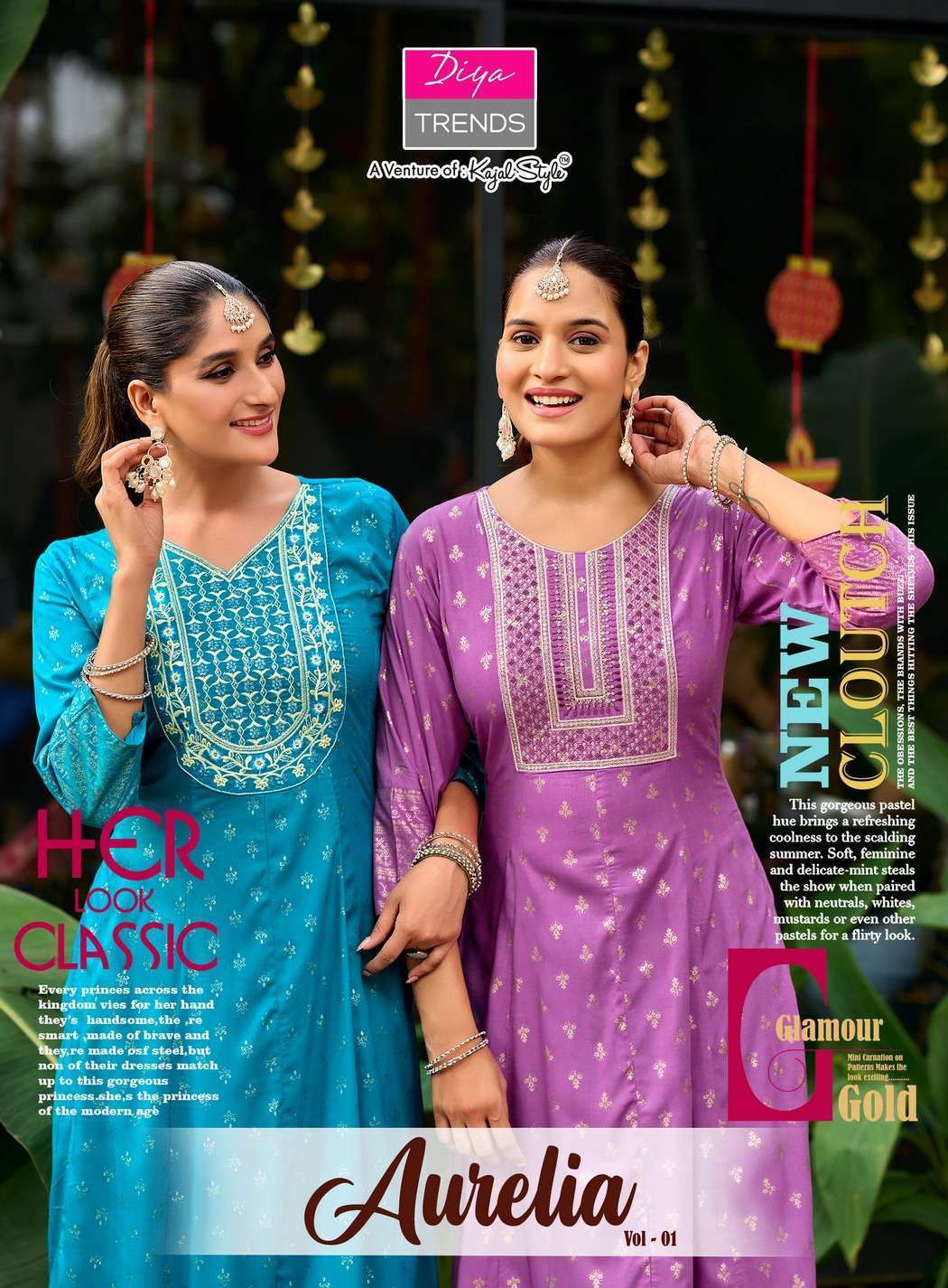 DIYA TRENDZ AURELIA VOL 1 RAYON EMBROIDERED KURTI WHOLESALER 