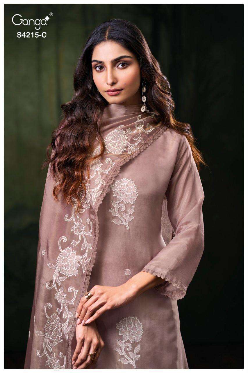 GANGA FASHION AARISHA 4215 PURE BEMBERG SILK SUIT WHOLESALER BEST RATE 
