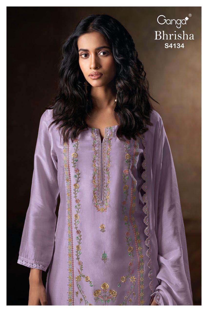 GANGA FASHION BHRISHA 4134 BEMBERG SILK SUIT WHOLESALER BEST RATE 