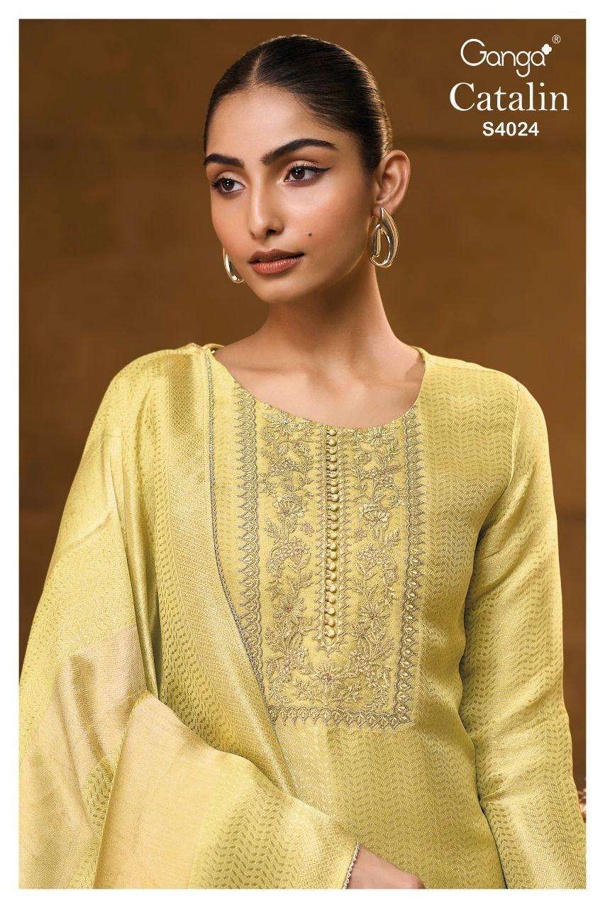 GANGA FASHION CATALIN 4024 PARTYWEAR BEMBERG SILK SUIT WHOLESALER 2025