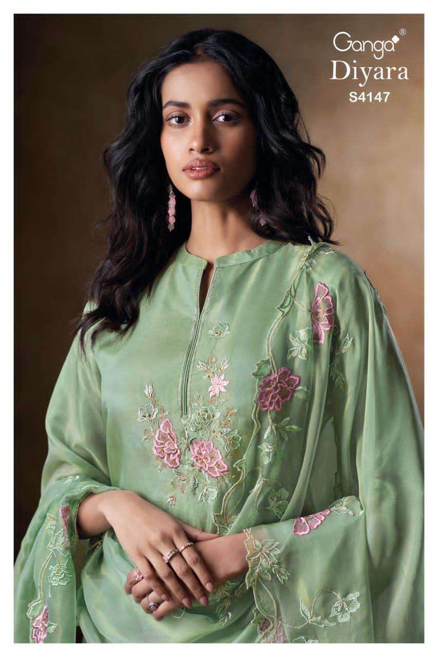GANGA FASHION DIYARA 4147 BEMBERG SILK SUIT WHOLESALER BEST RATE 