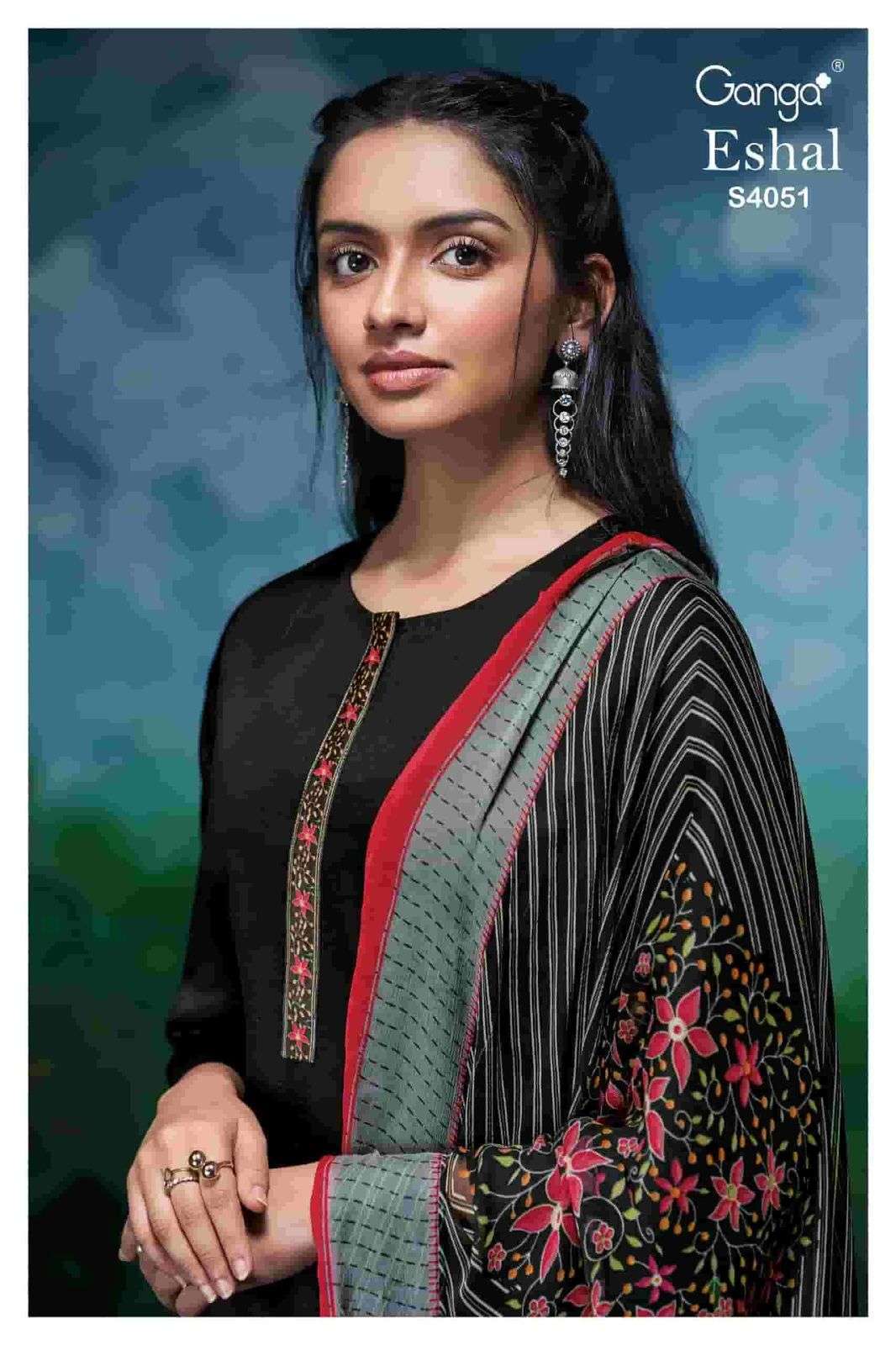GANGA FASHION ESHAL 4051 COTTON SILK PRINTED SALWER KAMEEZ SUIT WHOLESALER 