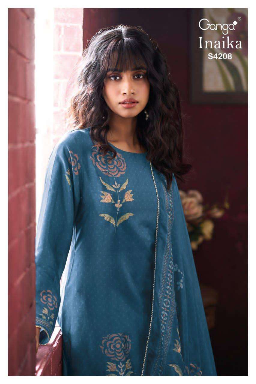 GANGA FASHION INAIKA 4208 COLORS DESIGNER SILK SALWER SUIT WHOLESALER 