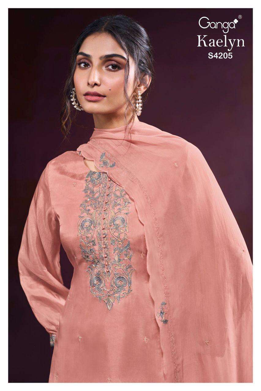 GANGA FASHION KAELYN 4205 PURE BEMBERG SILK SUIT WHOLESALER BEST RATE 
