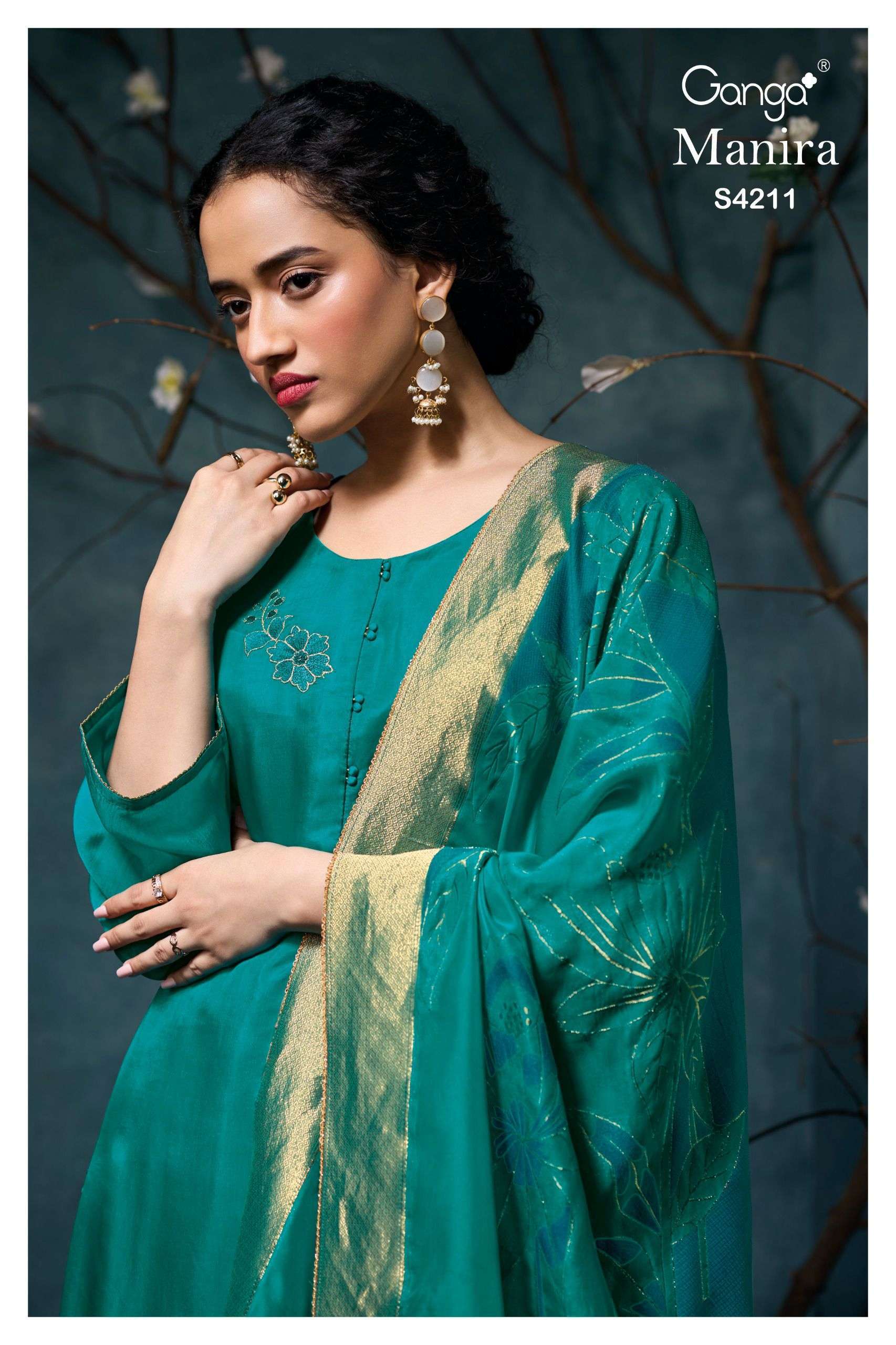 GANGA FASHION MANIRA 4211 PURE BEMBERG SILK LADIES SUIT WHOLESALER 2025