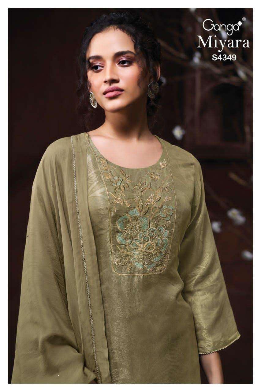GANGA FASHION MIYARA 4349 PURE BEMBERG SILK SUIT COLLECTION BEST RATE 