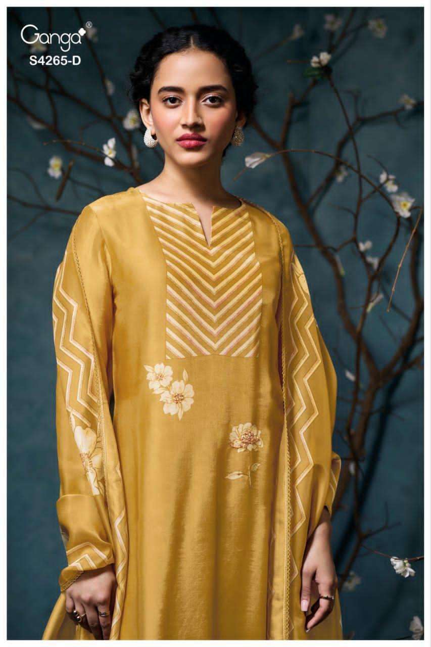 GANGA FASHION PRISELLE 4265 PURE BEMBERG SILK SALWER KAMEEZ SUIT WHOLESALER 2025