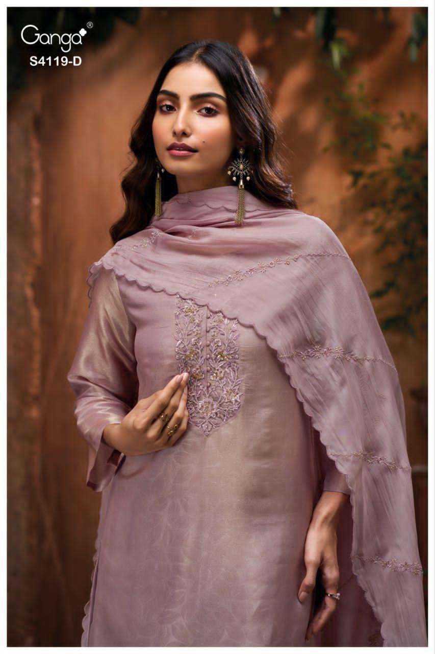 GANGA FASHION QURA 4119 PURE BEMBERG SILK SALWER SUIT WHOLESALER BEST RATE DEALER 