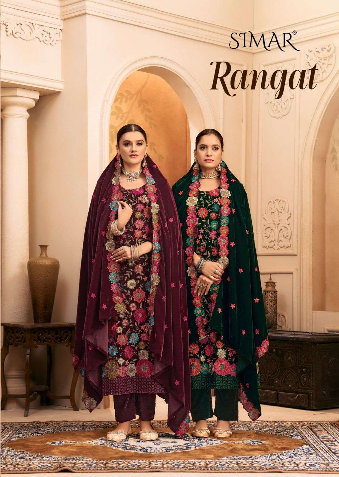 GLOSSY RANGAT VELVET HEAVY EMBROIDERY SUIT WHOLESALER BEST RATE 2025