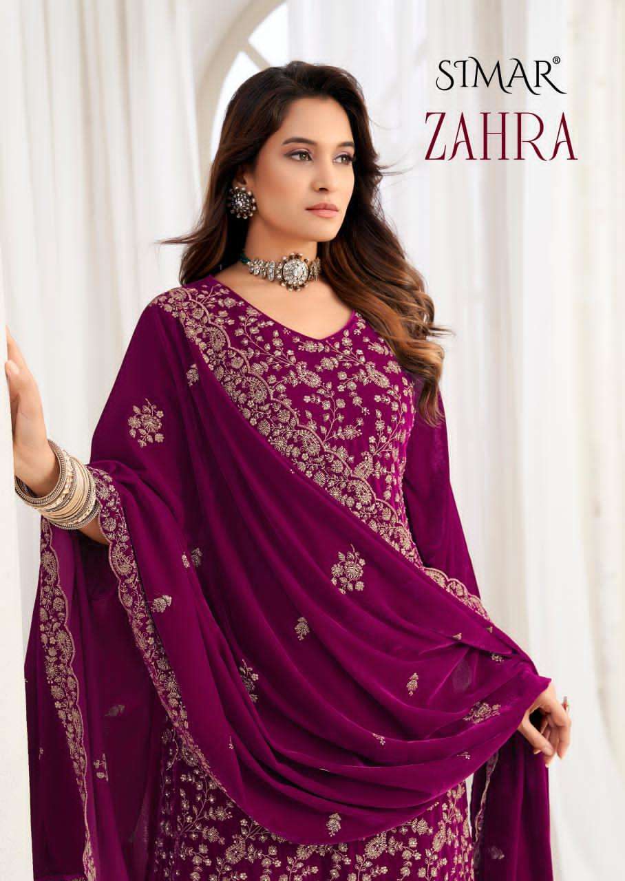 GLOSSY SIMAR ZAHRA PREMIUM DESIGN VELVET SUIT WHOLESALER BEST RATE 2025