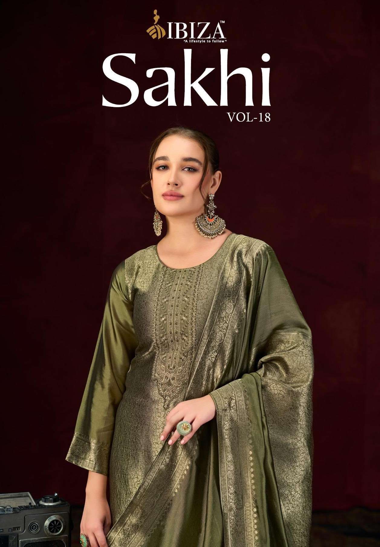 IBIZA LIFESTYLE SAKHI VOL 18 BANGLORY SILK JACQUARD PARTYWEAR LADIES SUIT WHOLESALER 