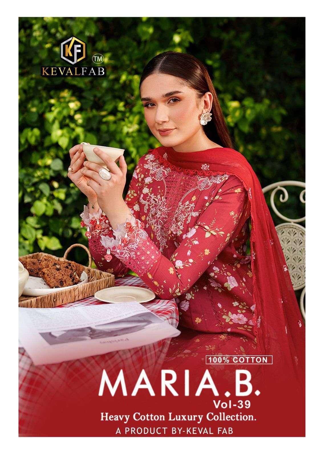 KEVAL FAB MARIA B VOL 39 PRINTED COTTON SUIT WHOLESALE PRICE