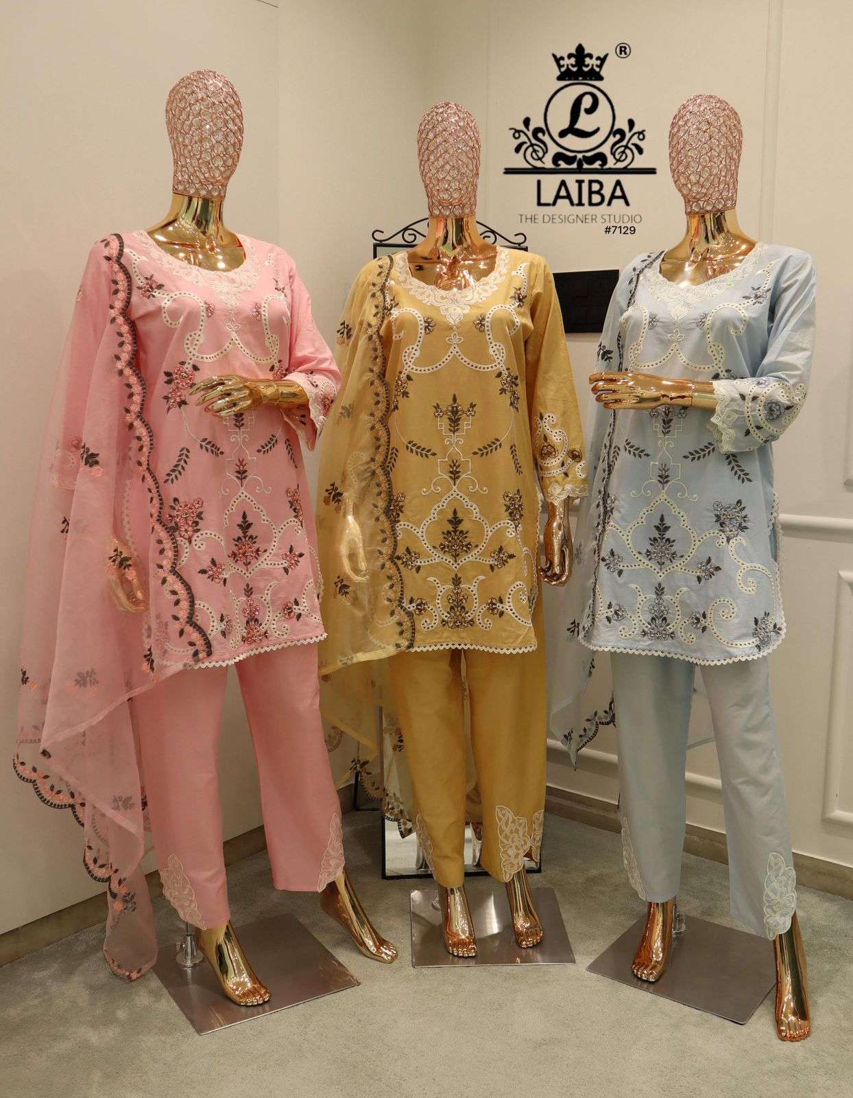 LAIBA 7129 LAWN COTTON DESIGNER READYMADE SUIT WHOLESALER BEST RATE