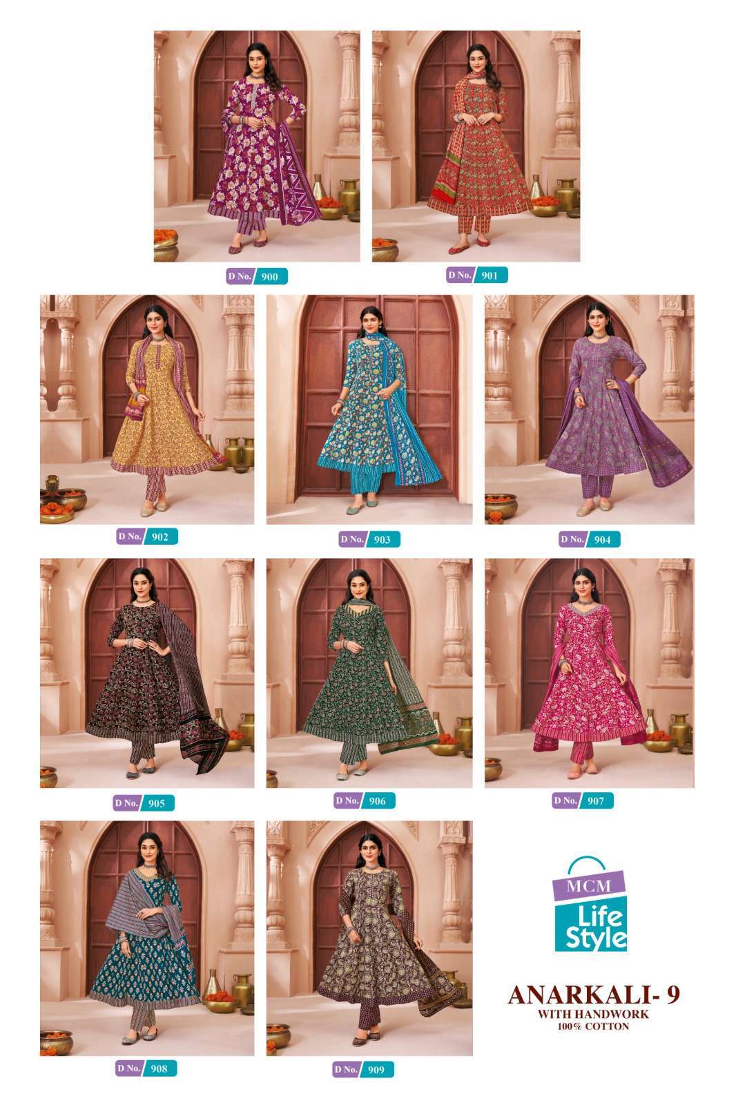 MCM LIFESTYLE ANARKALI VOL 9 HEAVY COTTON SUIT WHOLESALER 