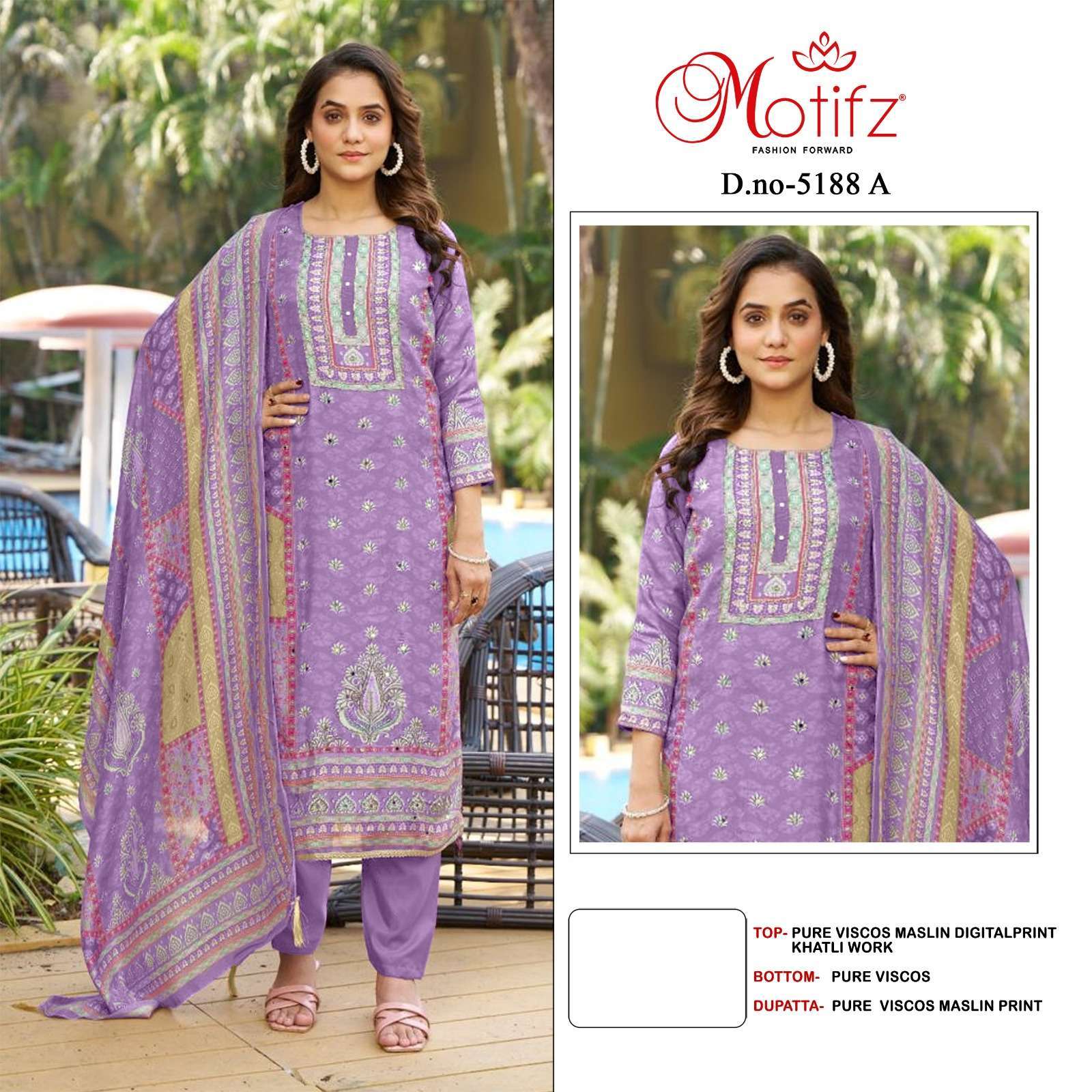 MOTIFZ 5188 COLORS MUSLIN PAKISTANI SUIT WHOLESALER BEST RATE 2025