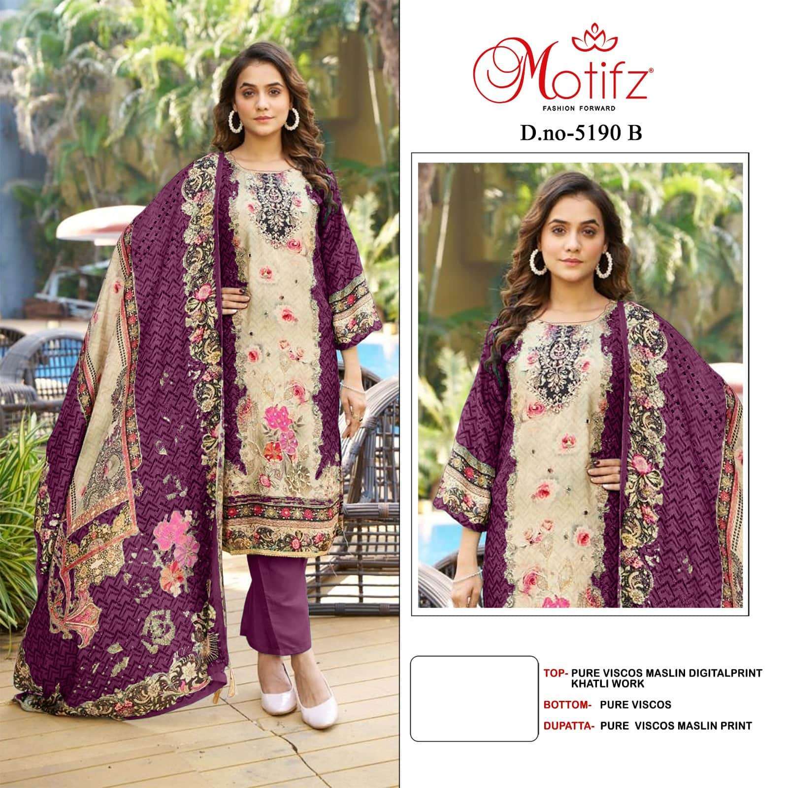 MOTIFZ 5190 COLORS PAKISTANI MUSLIN LADIES SUIT WHOLESALER 2025