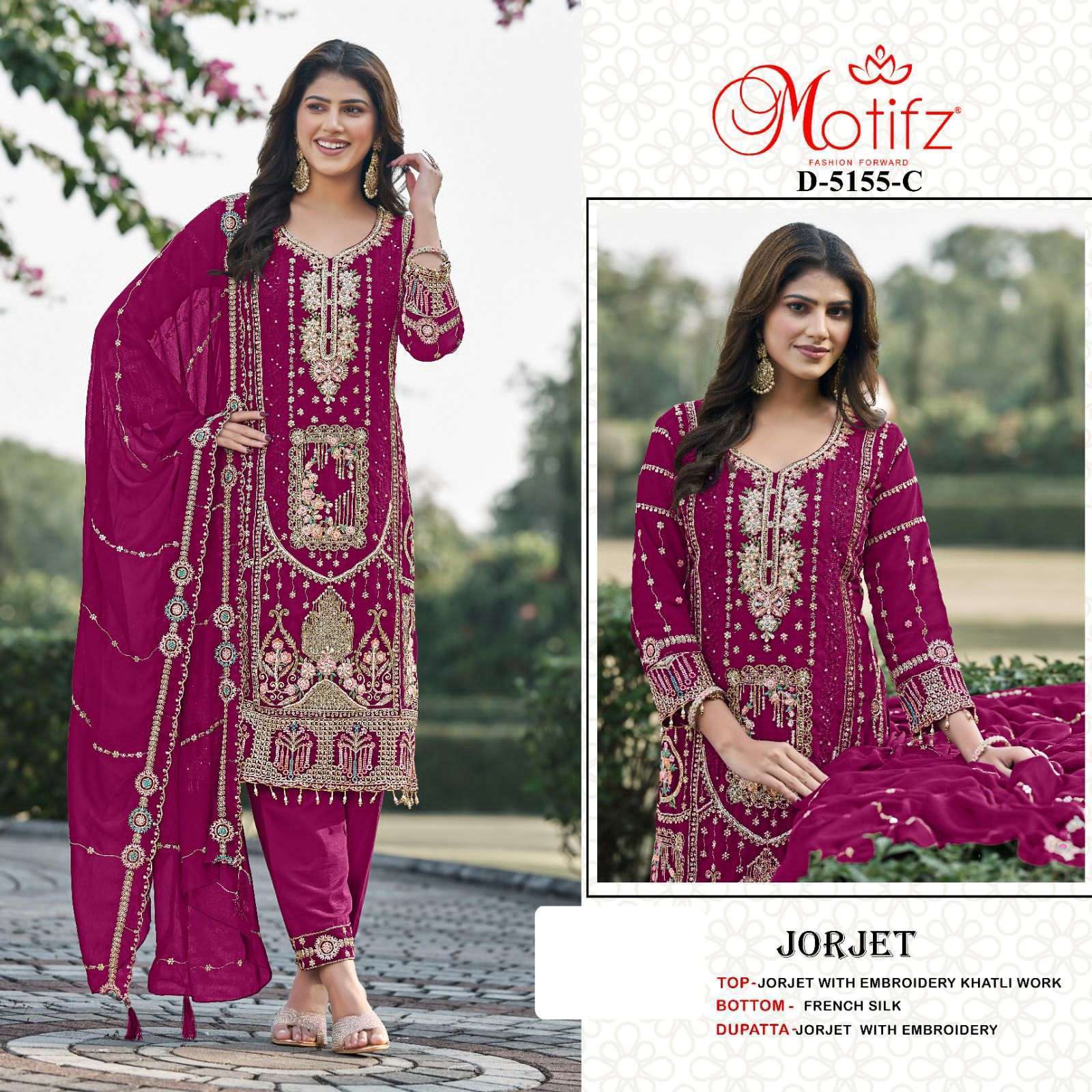 MOTIFZ D 5155 COLOURS DESIGNER PAKISTANI GEORGETTE SUIT WHOLESALER BEST RATE 2025